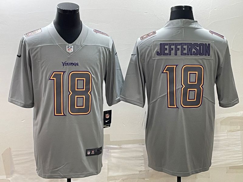 Men Minnesota Vikings #18 Jefferson Nike Atmospheric Gray style Limited NFL Jersey